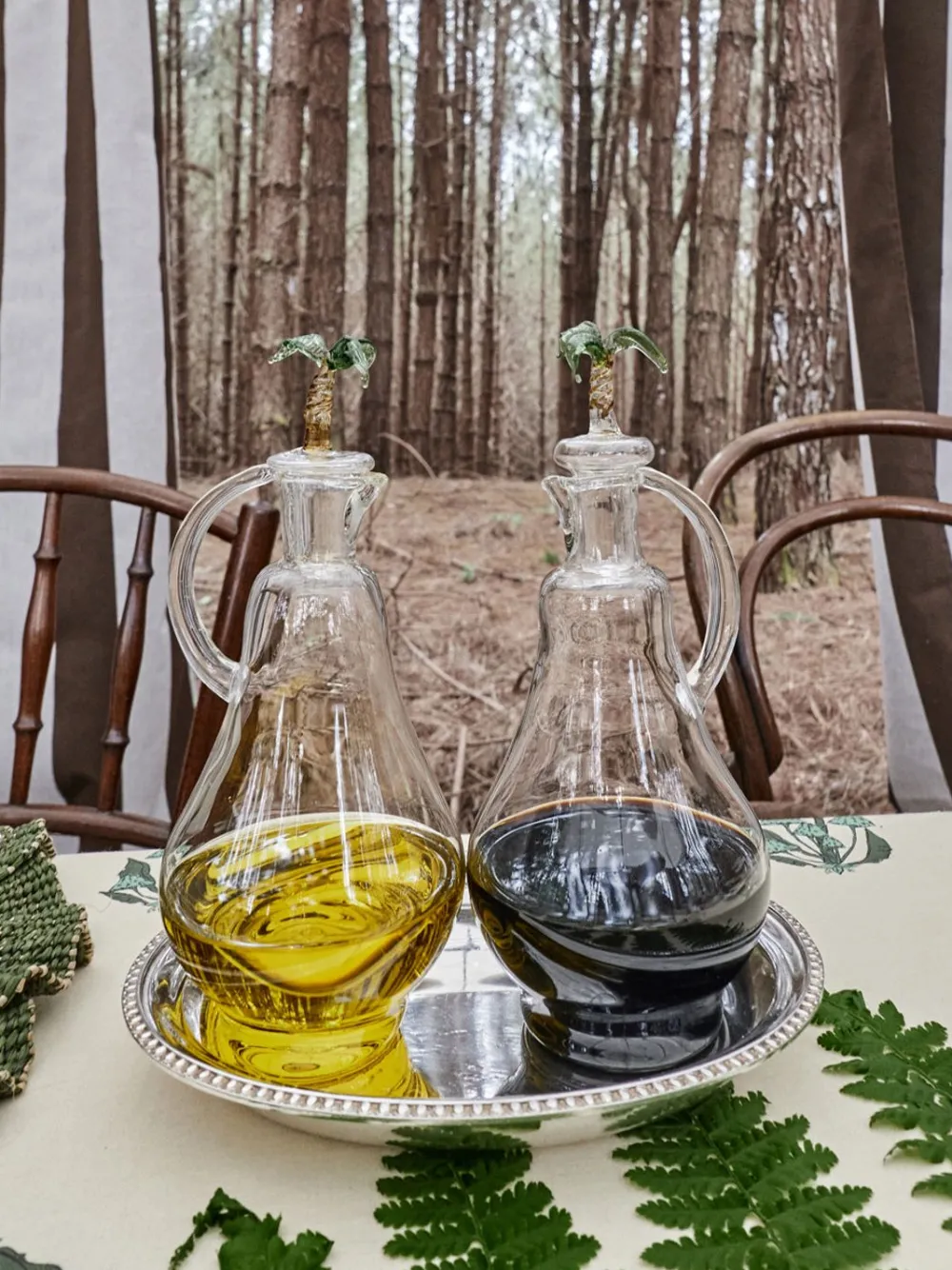 Best Cano Cristales Vinegar Cruet In Green Set Of 2 Table Tops