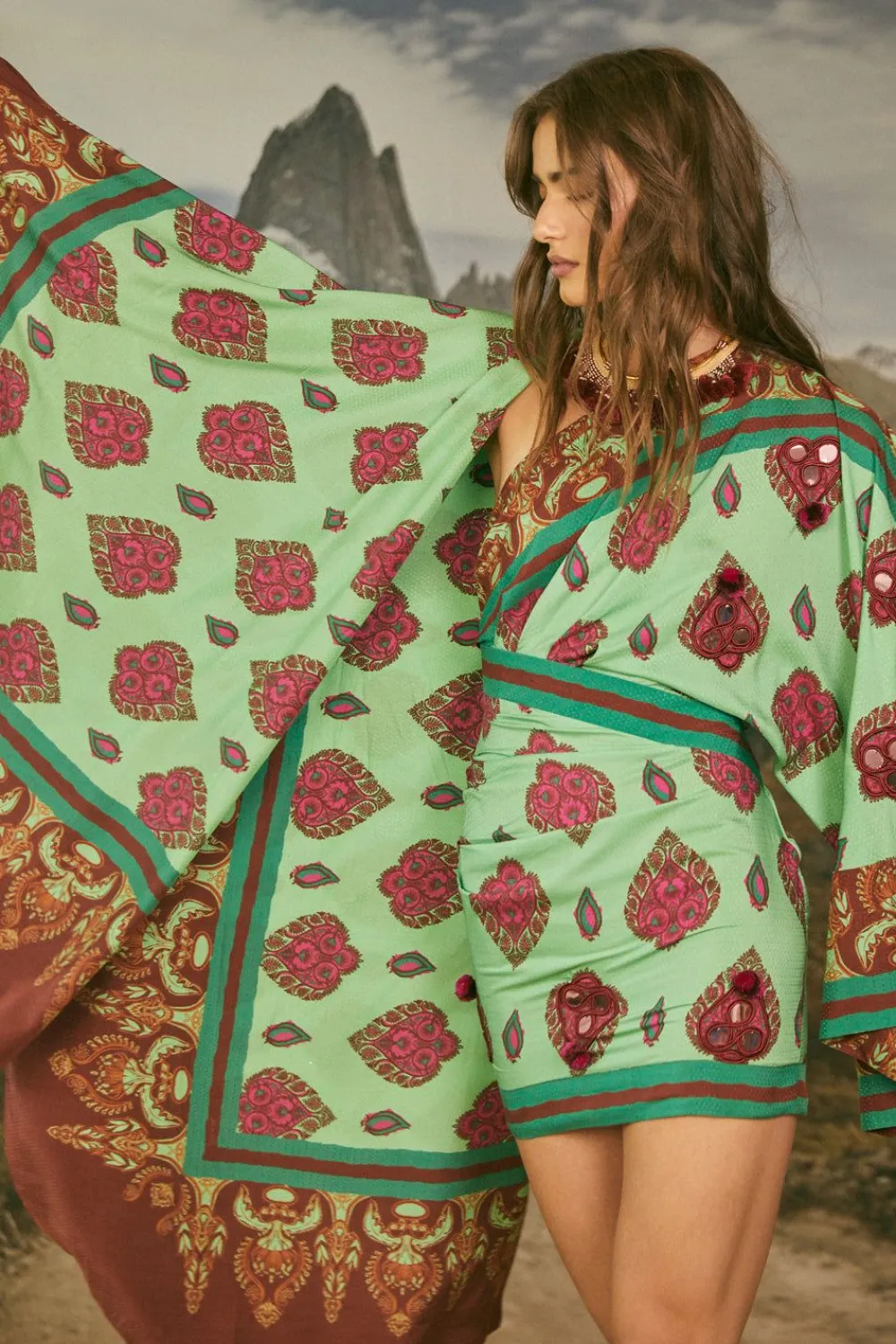 Online India Chintz Shawl In Green Shawls