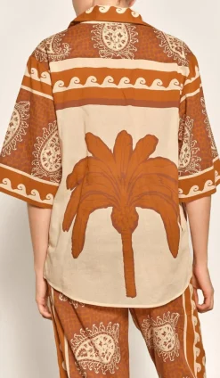 Clearance Paisley Situation Shirt In Brown Tops