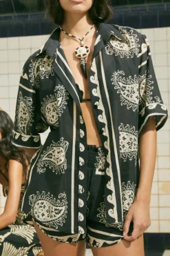 Online Paisley Situation Shirt In Black Tops