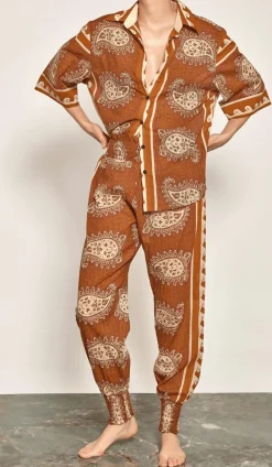 Hot Paisley Situation Shirt In Brown Tops