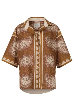Hot Paisley Situation Shirt In Brown Tops
