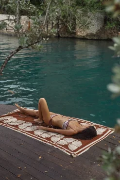 Hot Riverside Bikini Bottom In Ecru & Marsala Swimwear